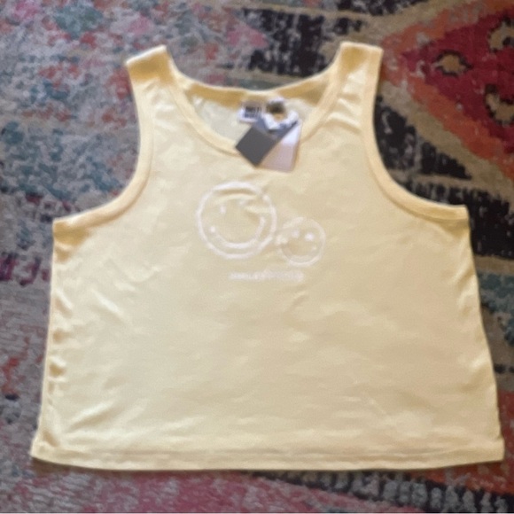 smiley world Tops - Smiley world yellow cropped tank top size XXL